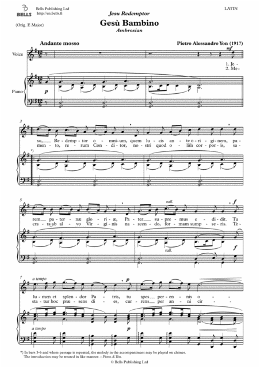 Gesu Bambino (G Major) Gesu Bambino (G Major) Voice Solo scores gallery preview page 1