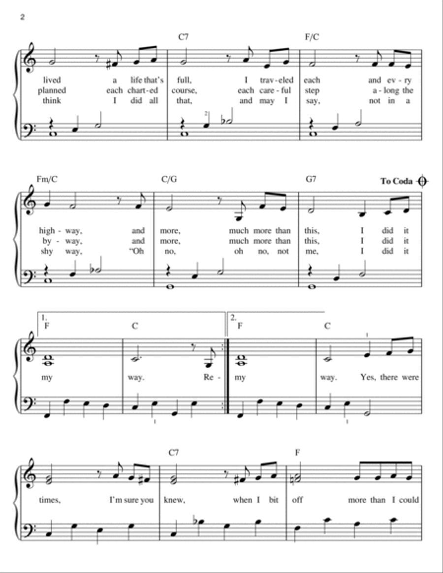 My Way Easy Piano scores gallery preview page 2