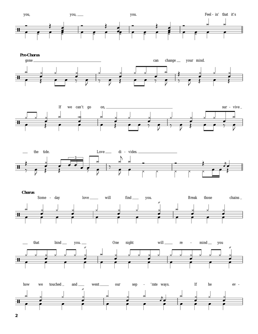 Separate Ways (Worlds Apart) Drum Set scores gallery preview page 2