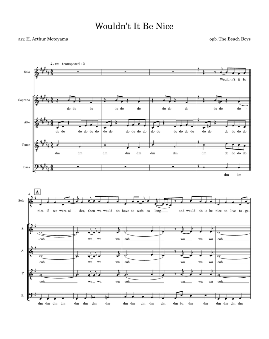 Wouldn't It Be Nice Wouldn't It Be Nice 4-Part scores gallery preview page 1