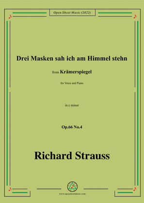 Book cover for Richard Strauss-Drei Masken sah ich am Himmel stehn,in c minor,Op.66 No.4