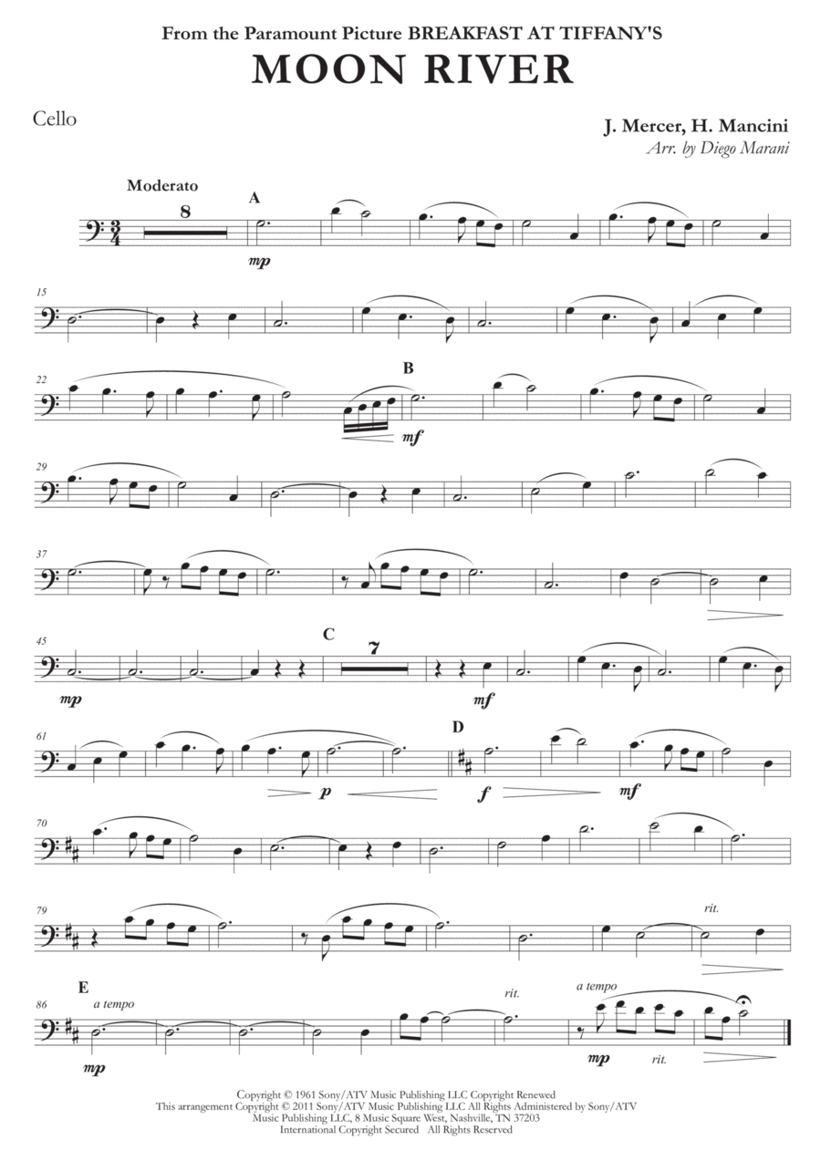 Moon River Piano scores gallery preview page 1