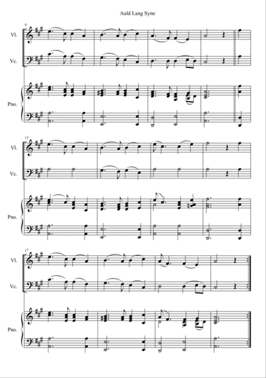 Auld Lang Syne Piano Trio scores gallery preview page 2