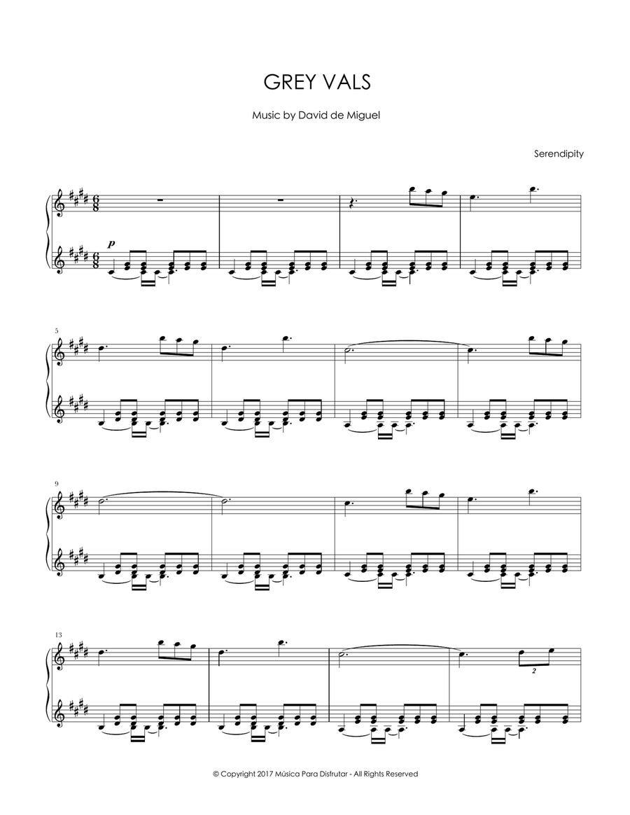 Grey Vals Piano Solo scores gallery preview page 1