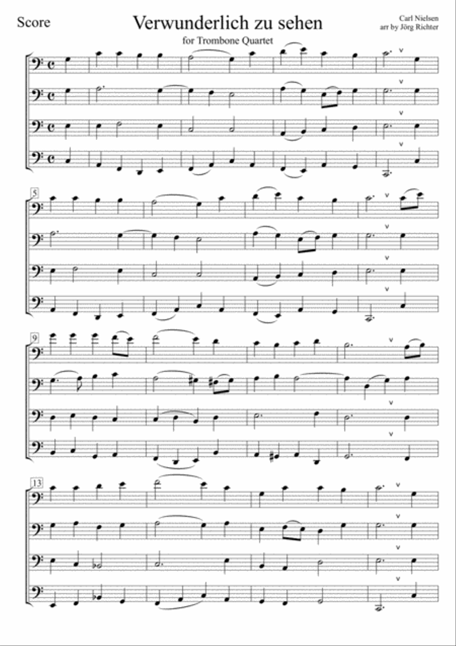 Verwunderlich zu sehen by Carl Nielsen for Trombone Quartet Brass Quartet scores gallery preview page 2