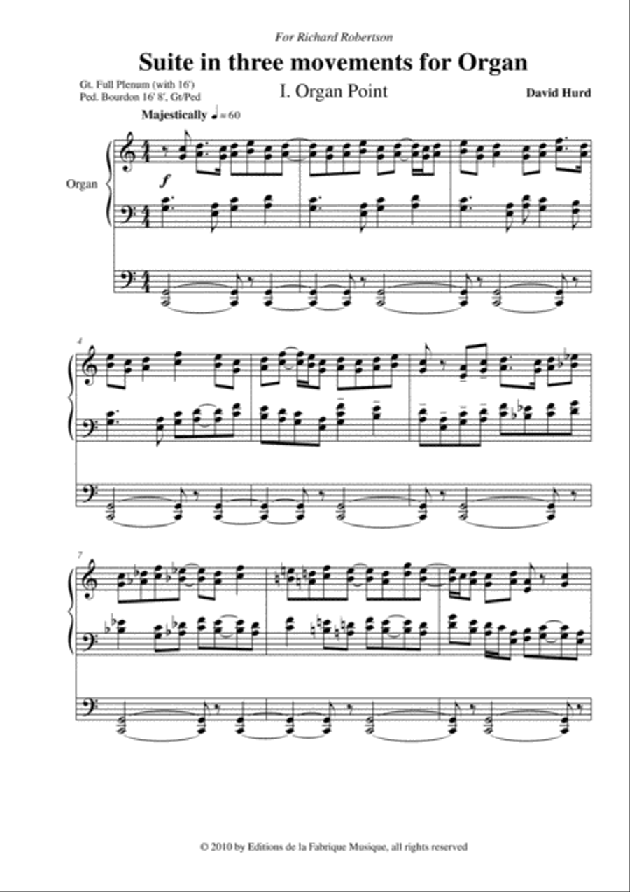 David Hurd: Suite in Three Movements for organ Organ Solo scores gallery preview page 2