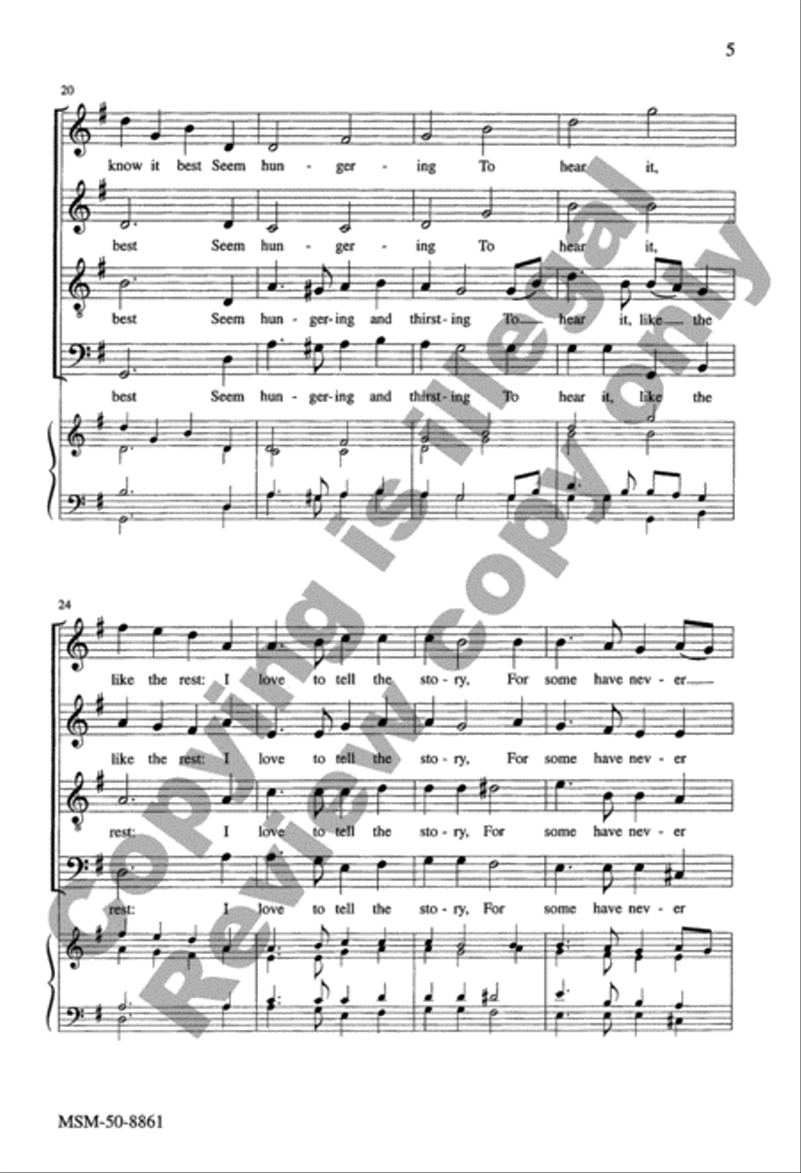 I Love to Tell the Story 4-Part scores gallery preview page 5