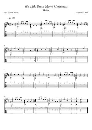 We wish you a Merry Christmas Guitar (Sheet and Tablature)