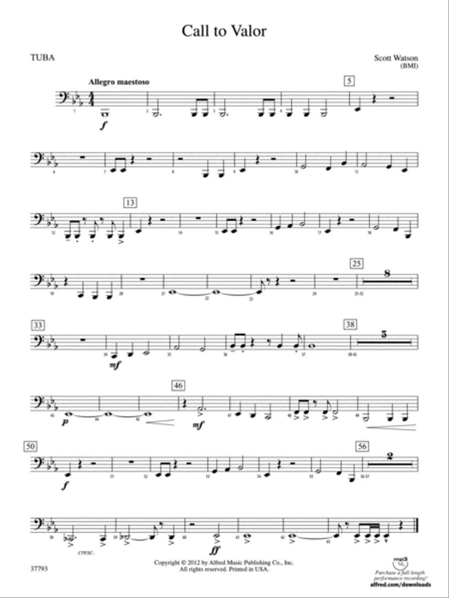 Call to Valor: Tuba Concert Band scores gallery preview page 1