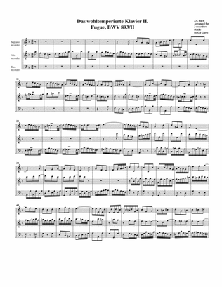 Fugue from Das wohltemperierte Klavier II, BWV 893/II (arrangement for 3 recorders)