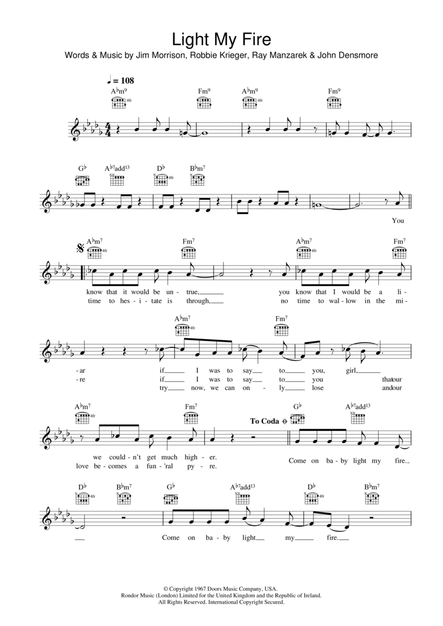 Light My Fire Light My Fire Piano scores gallery preview page 1