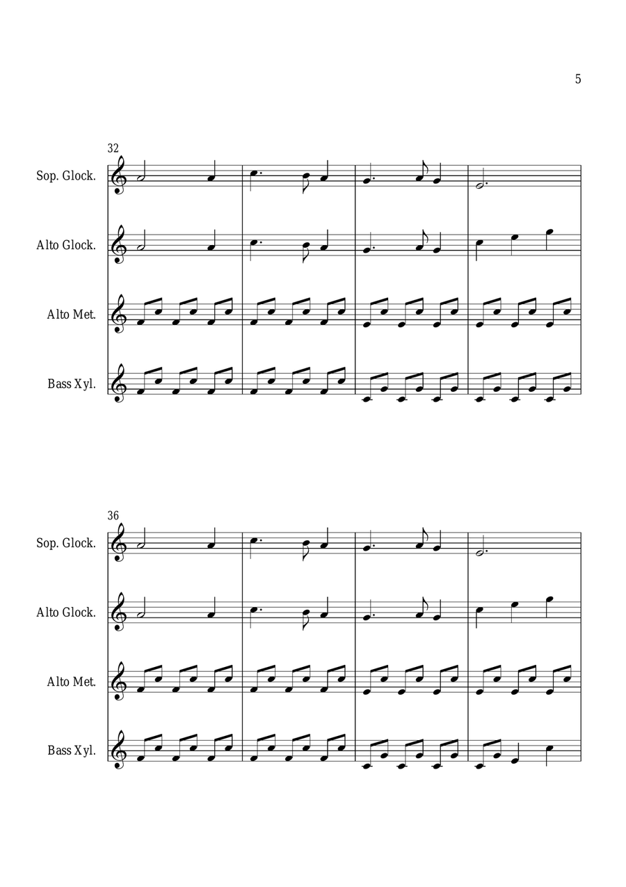 Silent Night - For Orff Ensemble Percussion Ensemble scores gallery preview page 5
