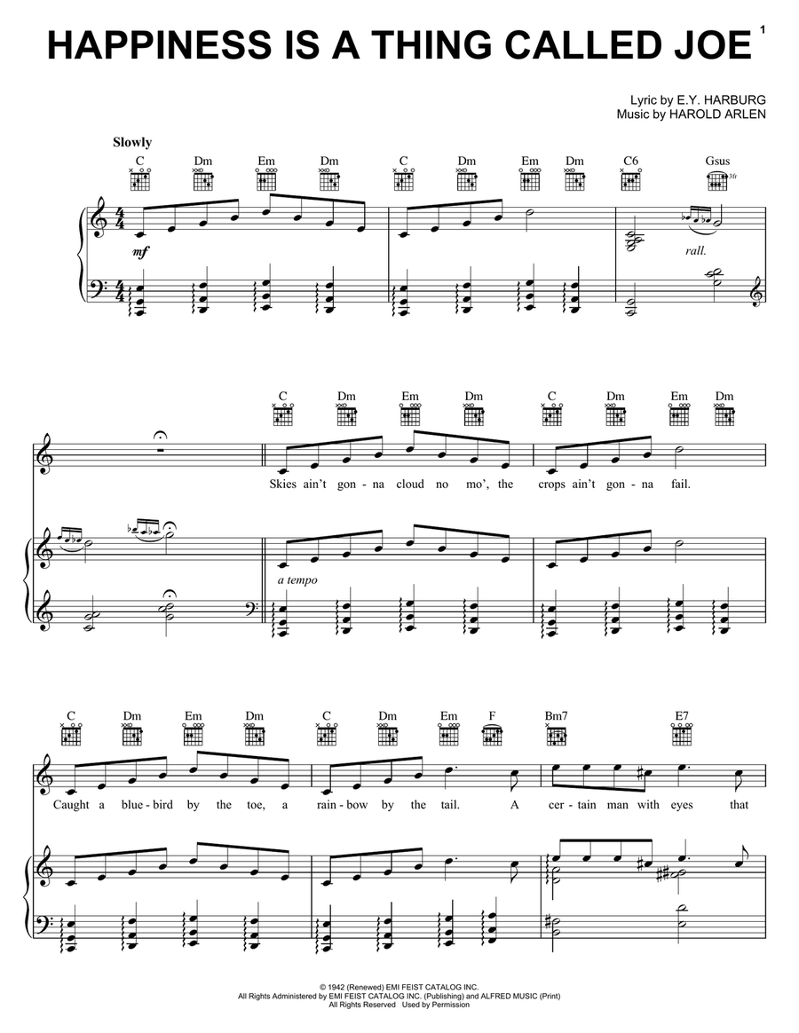 Happiness Is A Thing Called Joe Piano, Vocal, Guitar scores gallery preview page 1