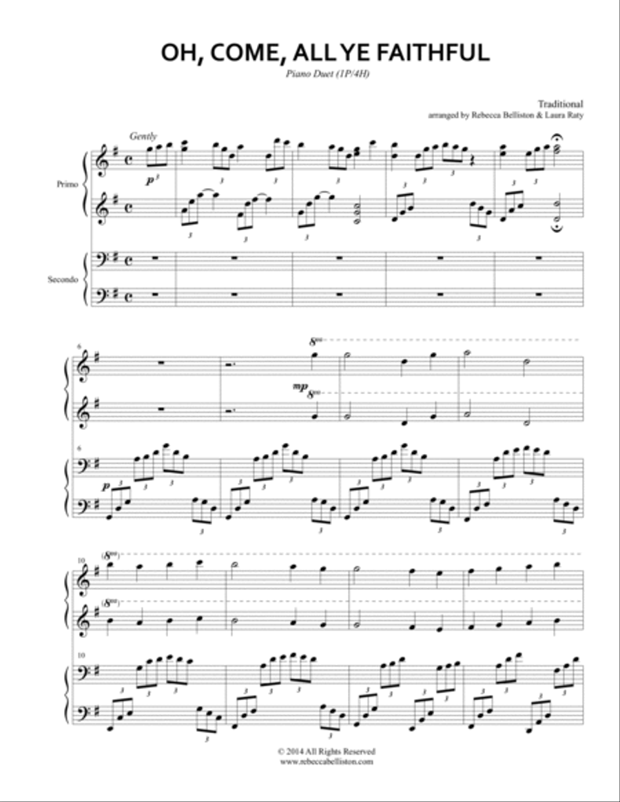 Oh, Come, All Ye Faithful (Piano Duet 1P/4H) 1 Piano, 4-Hands scores gallery preview page 2