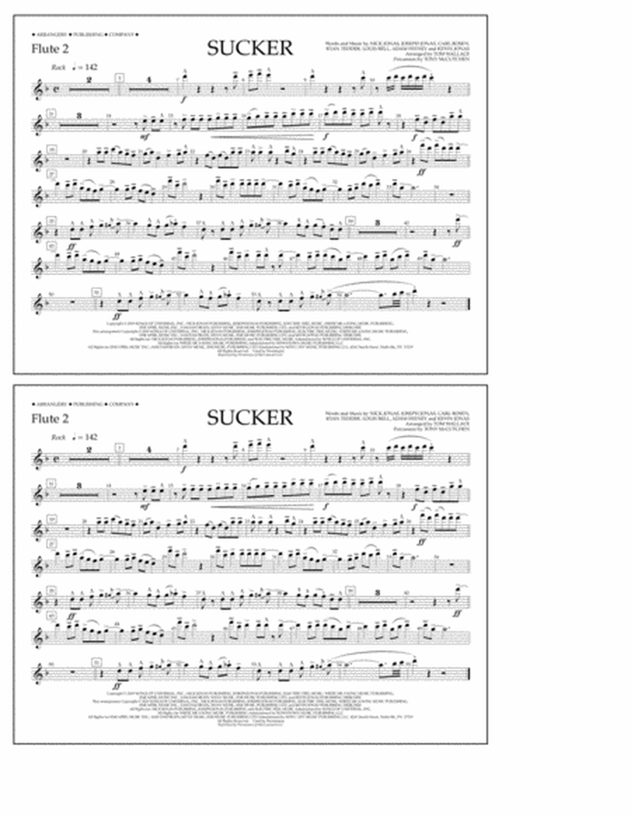 Sucker (arr. Tom Wallace) - Flute 2