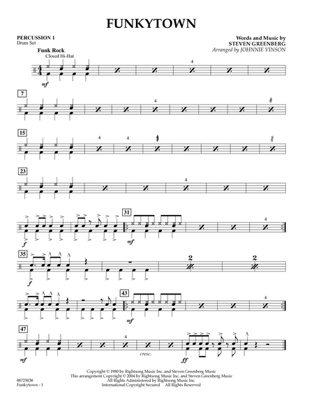Funkytown - Percussion 1 by Johnnie Vinson Percussion - Digital Sheet Music