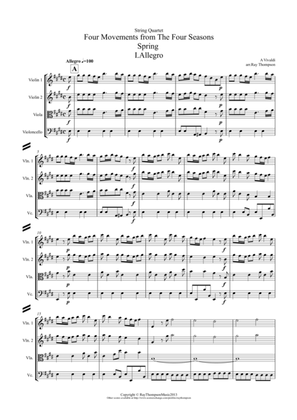 Vivaldi: The Four Seasons (Le quattro stagioni): A 4 Mvt. suite (easier/abridged) - string quartet