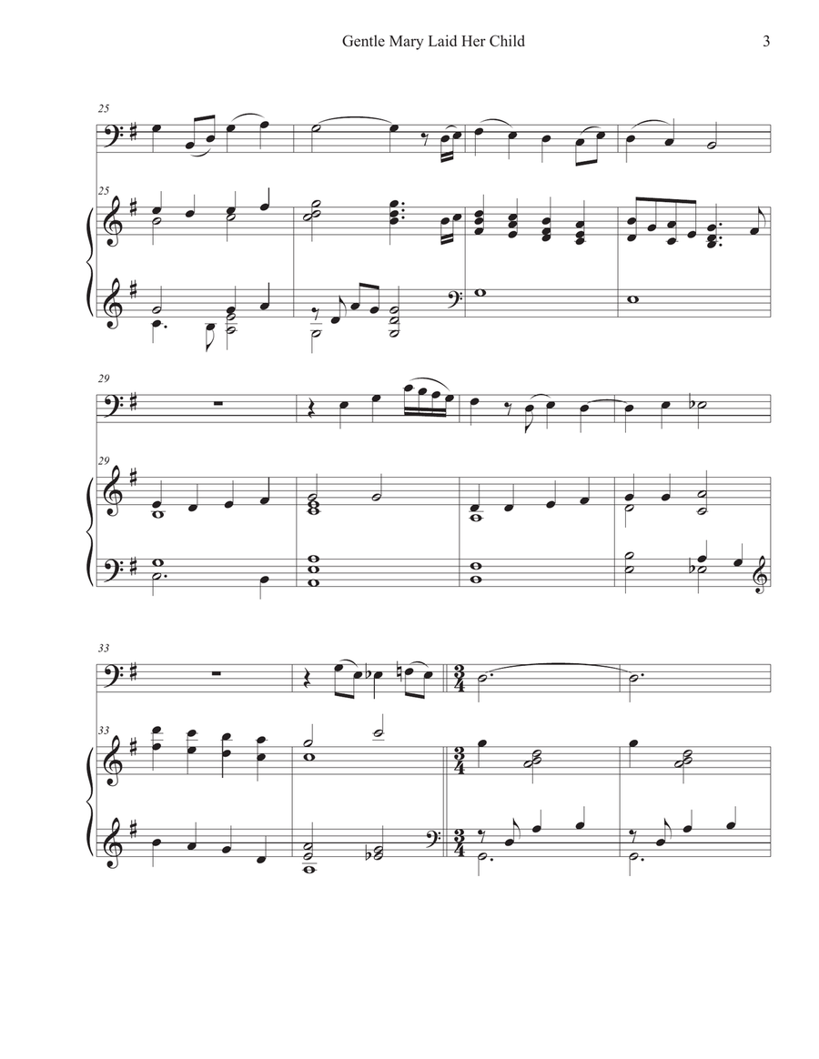 Gentle Mary Laid Her Child (Cello-Piano) Piano scores gallery preview page 3
