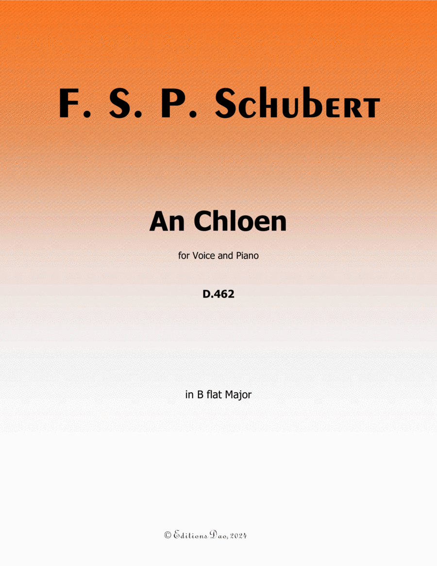 An Chloen, by Schubert, in B flat Major Voice scores gallery preview page 1