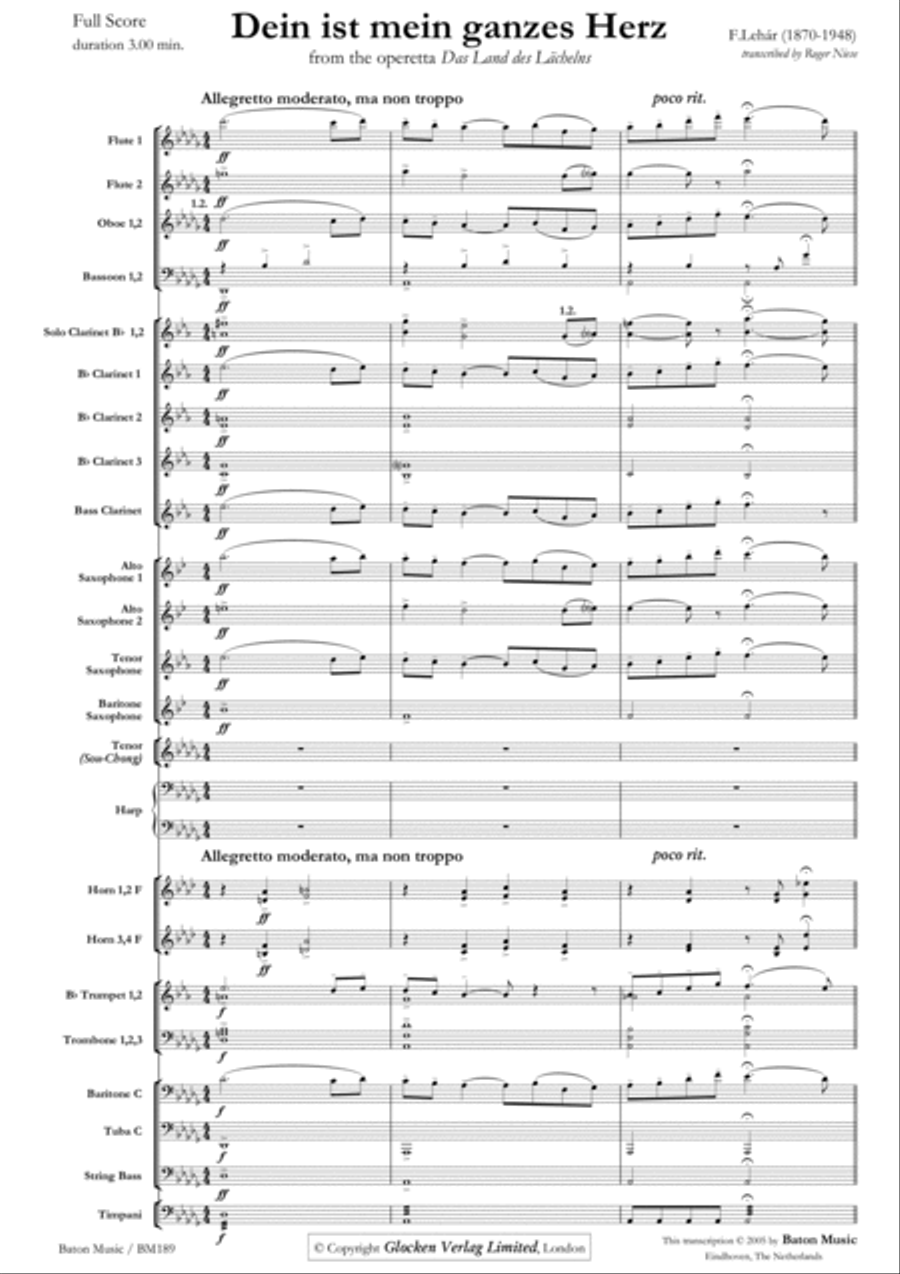 Dein ist mein ganzes Herz Concert Band scores gallery preview page 2