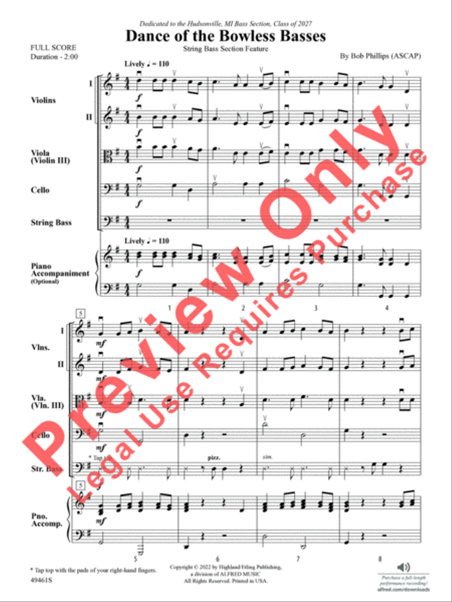 Dance of the Bowless Basses String Orchestra scores gallery preview page 3