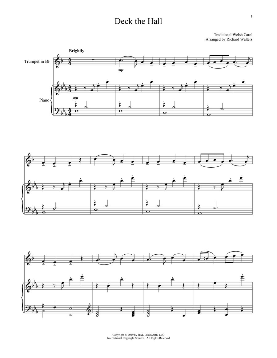 Deck The Hall Trumpet Solo scores gallery preview page 1