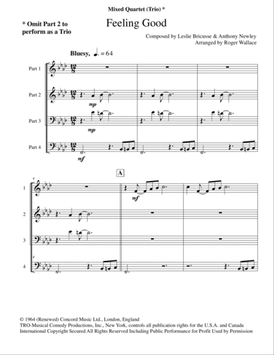 Feeling Good Saxophone Quartet scores gallery preview page 2