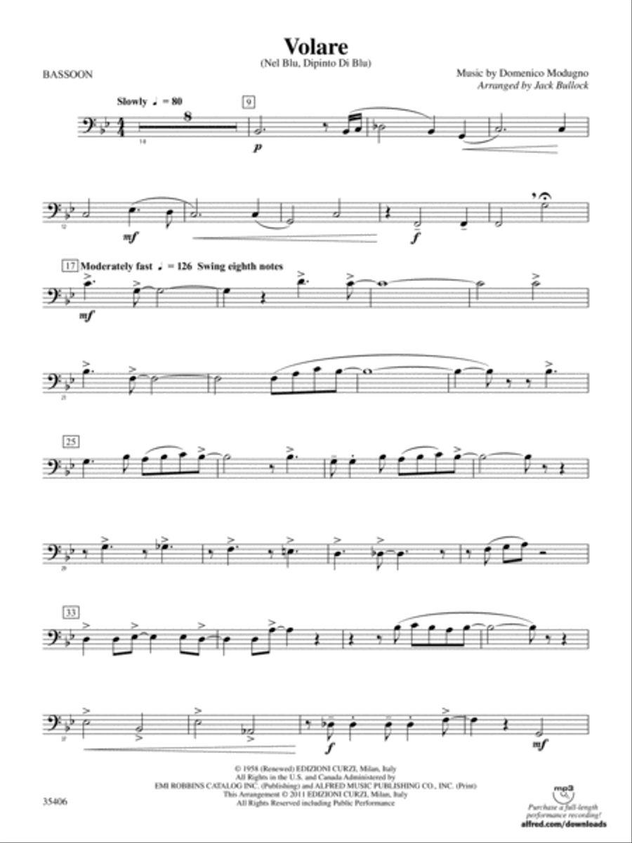 Volare: Bassoon Volare: Bassoon Concert Band scores gallery preview page 1