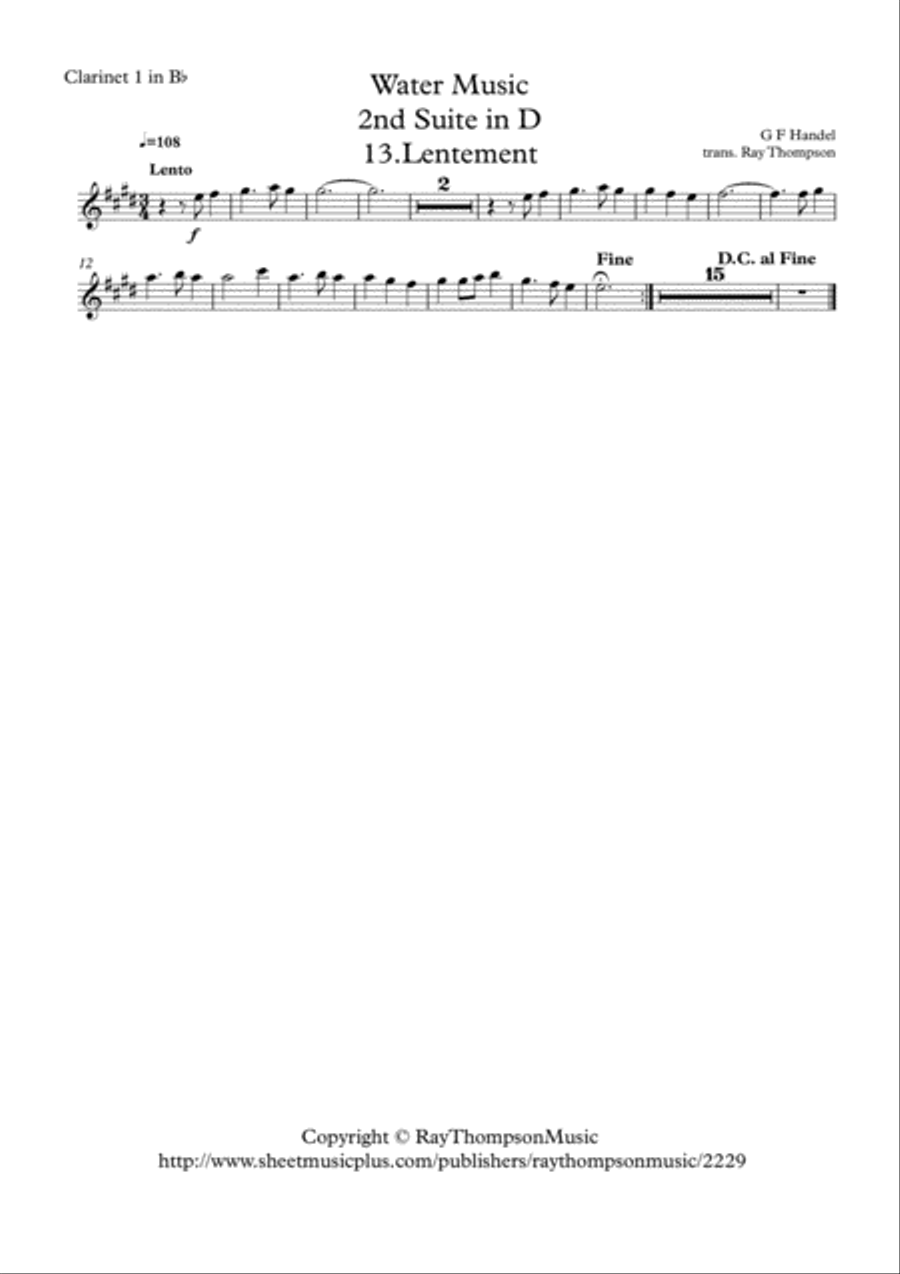Handel: 13.Lentement from Suite No.2 in D (HWV349) 