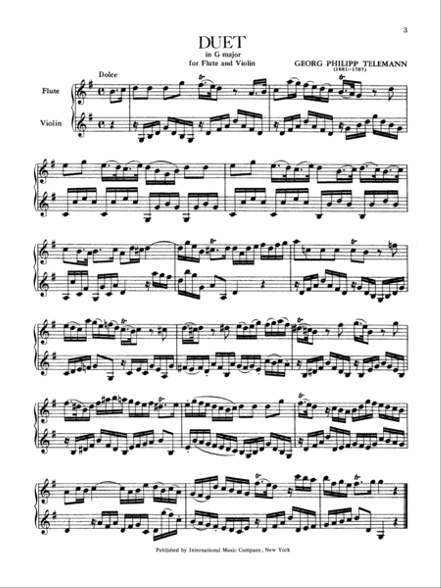 Duet In G Major For Flute & Violin Flute scores gallery preview page 2