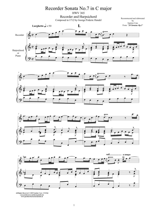 Handel - Sonata No.7 in C major Op.1 HWV 365 for Recorder and Harpsichord
