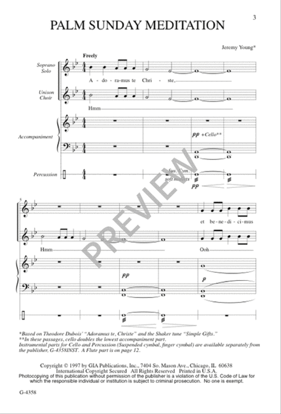 Palm Sunday Meditation Unison Choir scores gallery preview page 4