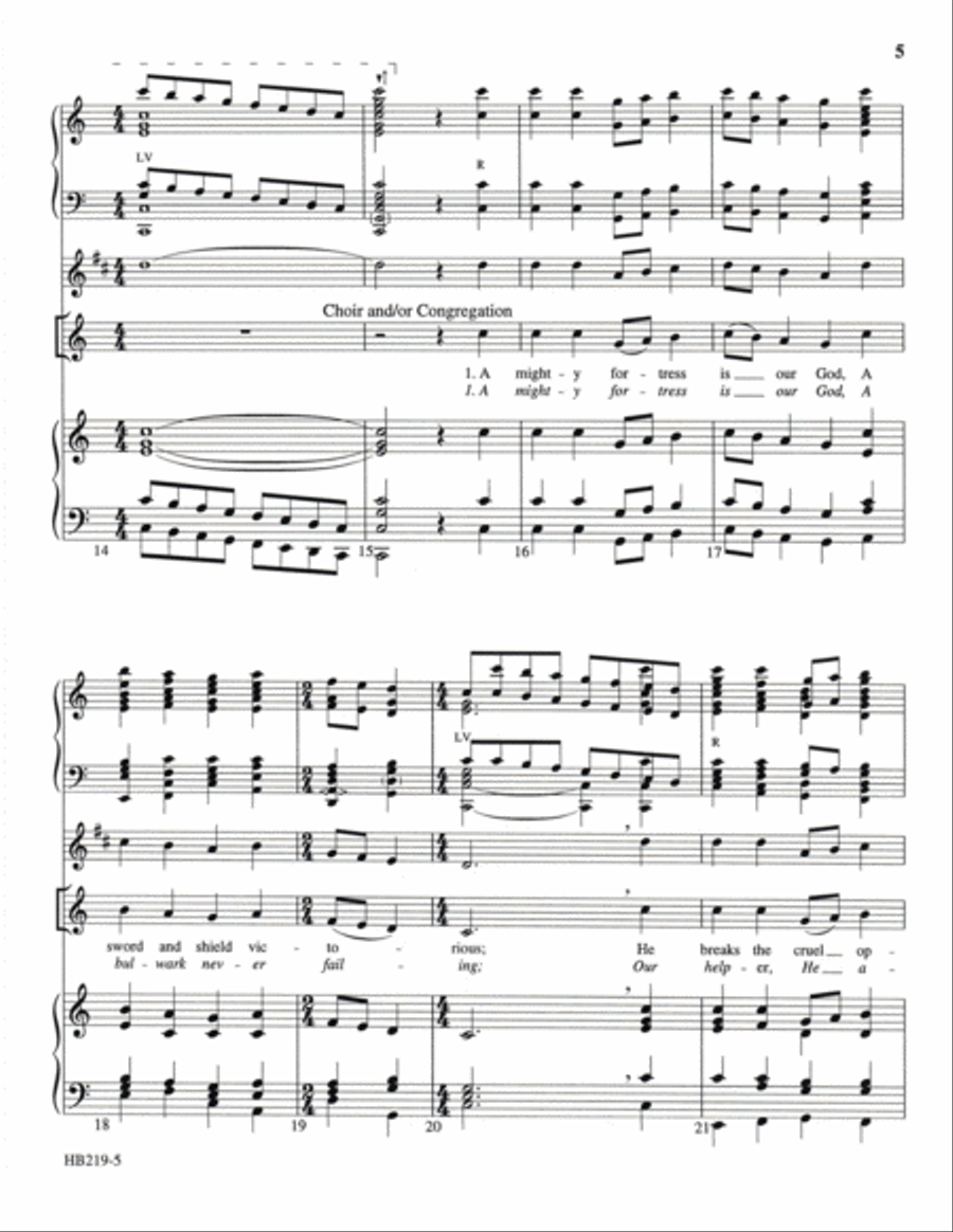 A Mighty Fortress Is Our God - organ and handbell score by Janet Linker Handbell Choir - Sheet Music page 4