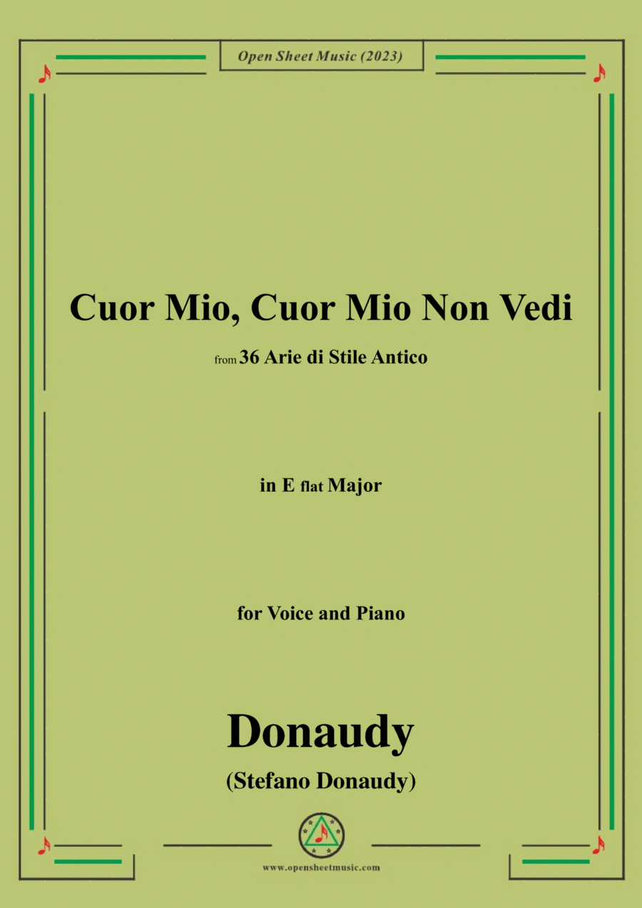 Donaudy-Cuor Mio,Cuor Mio Non Vedi,in E flat Major Voice scores gallery preview page 1