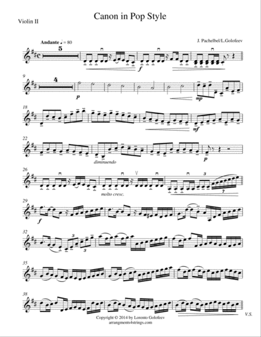 Canon in Pop Style String Quartet scores gallery preview page 3