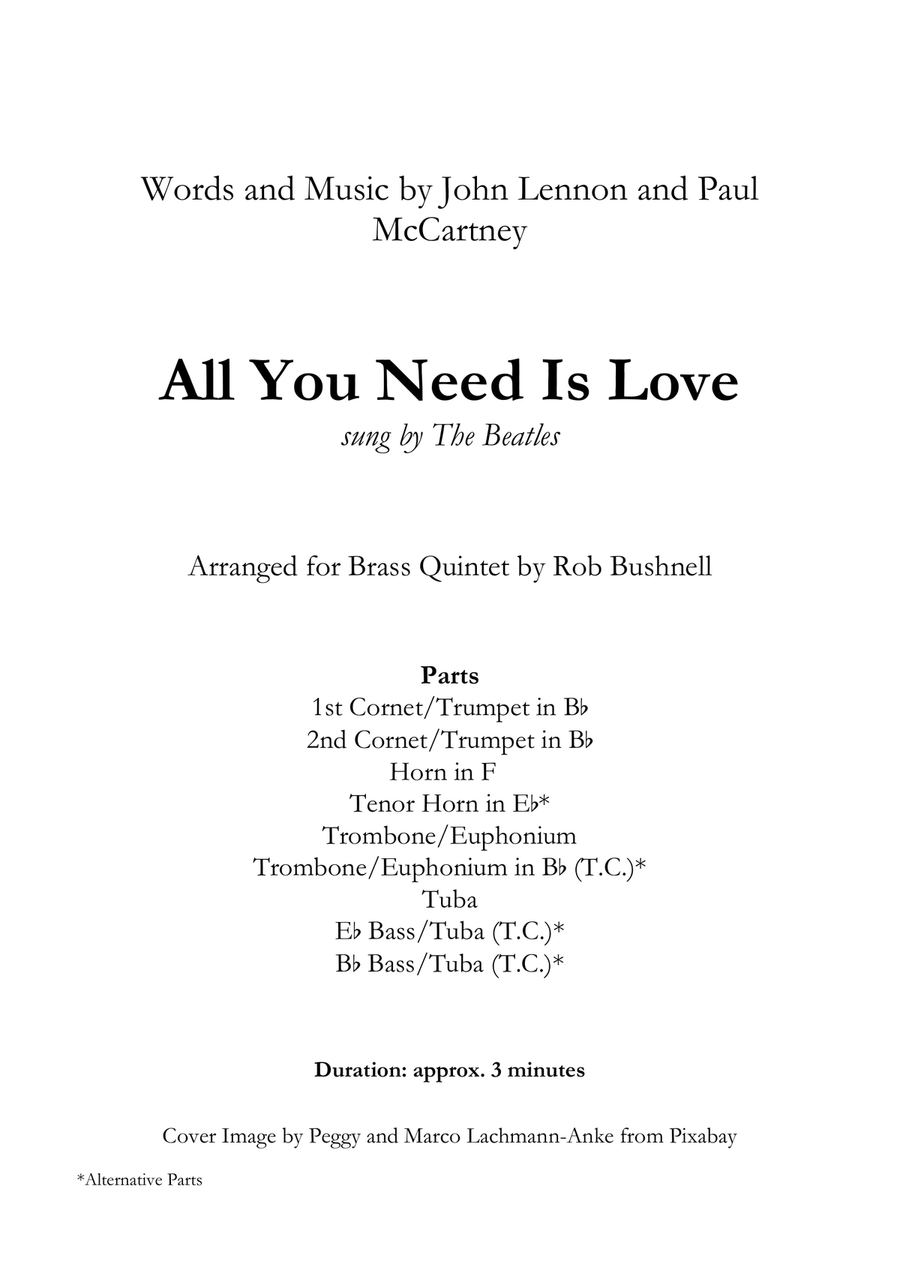 All You Need Is Love Brass Quintet scores gallery preview page 2