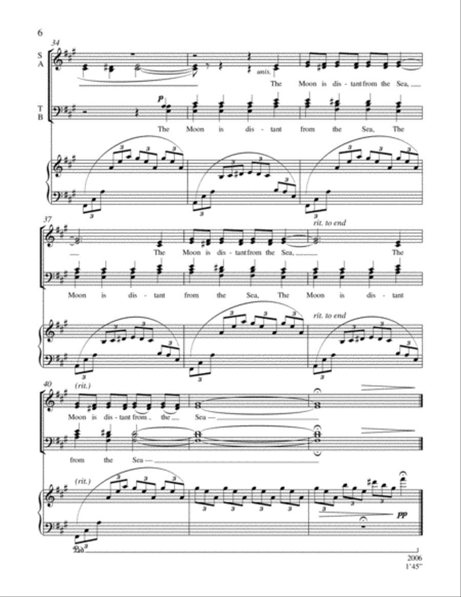 A Heart in Hiding: 4. The Moon is distant from the Sea 4-Part scores gallery preview page 6