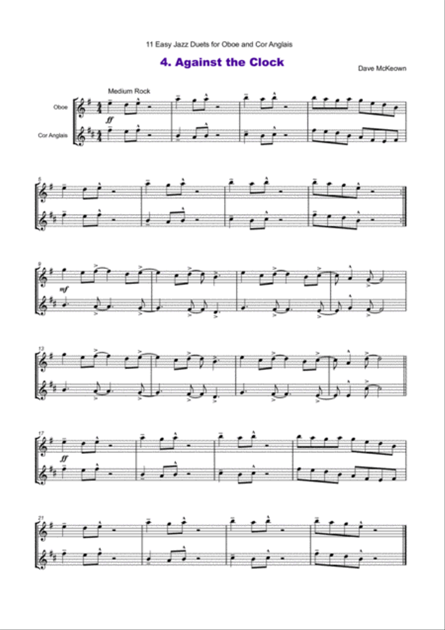 11 Easy Jazz Duets for Oboe and Cor Anglais Woodwind Duet scores gallery preview page 5