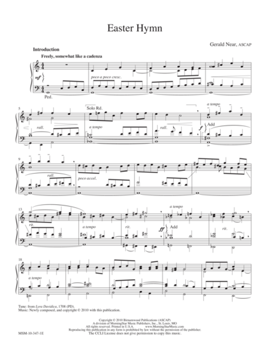 Easter Hymn Organ scores gallery preview page 1