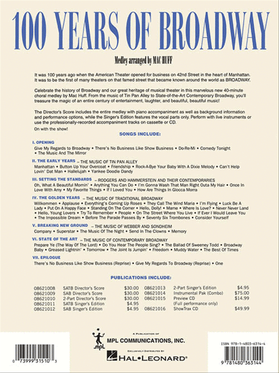 100 Years of Broadway (Medley) 4-Part scores gallery preview page 8