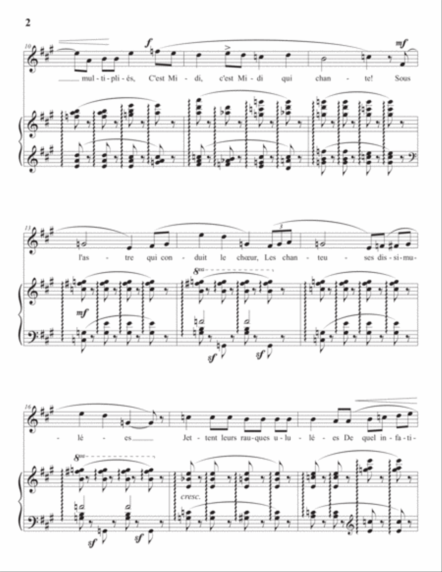 CHABRIER: Les cigales (transposed to A major) Voice scores gallery preview page 3