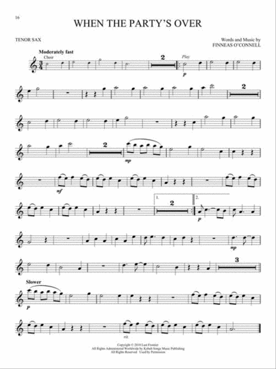 Billie Eilish Tenor Saxophone scores gallery preview page 5