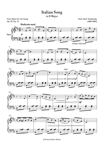 Tchaikovsky - Italian Song in D Major - Intermediate image number null