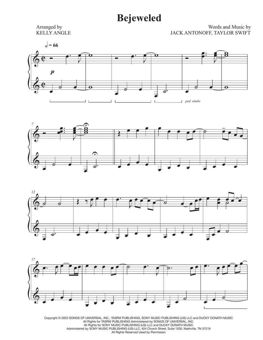 Bejeweled Piano Solo scores gallery preview page 1