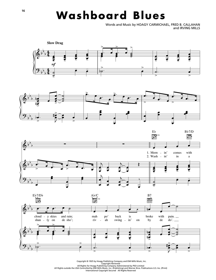 Washboard Blues Washboard Blues Piano, Vocal, Guitar scores gallery preview page 1