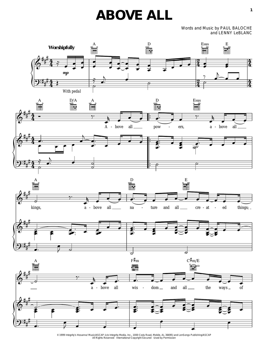 Above All Acoustic Guitar scores gallery preview page 1