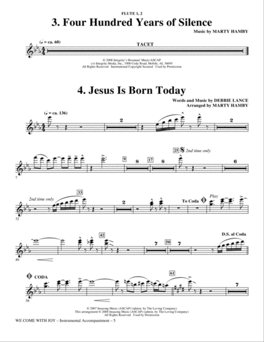 We Come With Joy Orchestration - Flute 1 & 2 Choir scores gallery preview page 5