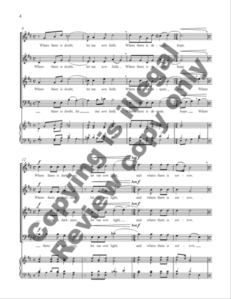 Peace Prayer of St. Francis 4-Part scores gallery preview page 4