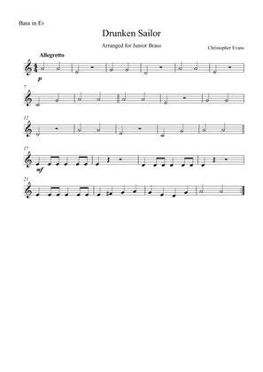 Drunken Sailor for Junior Brass Ensemble - Bass (Eb)