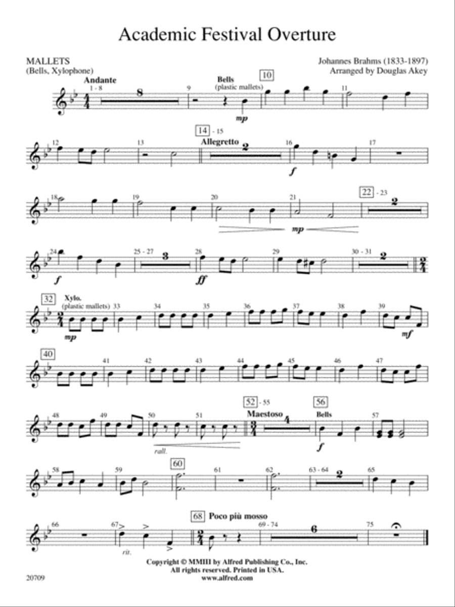 Academic Festival Overture: Mallets Concert Band scores gallery preview page 1